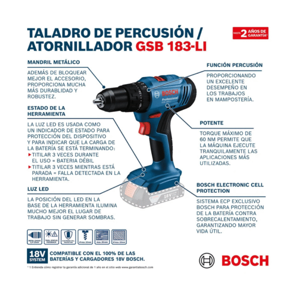 Alquiler Taladro Inalámbrico de ½ Pulgada 18v Bosch